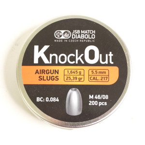 Пули полнотелые JSB KnockOut Slugs 5,5 мм, 1,645 г (200 штук)
